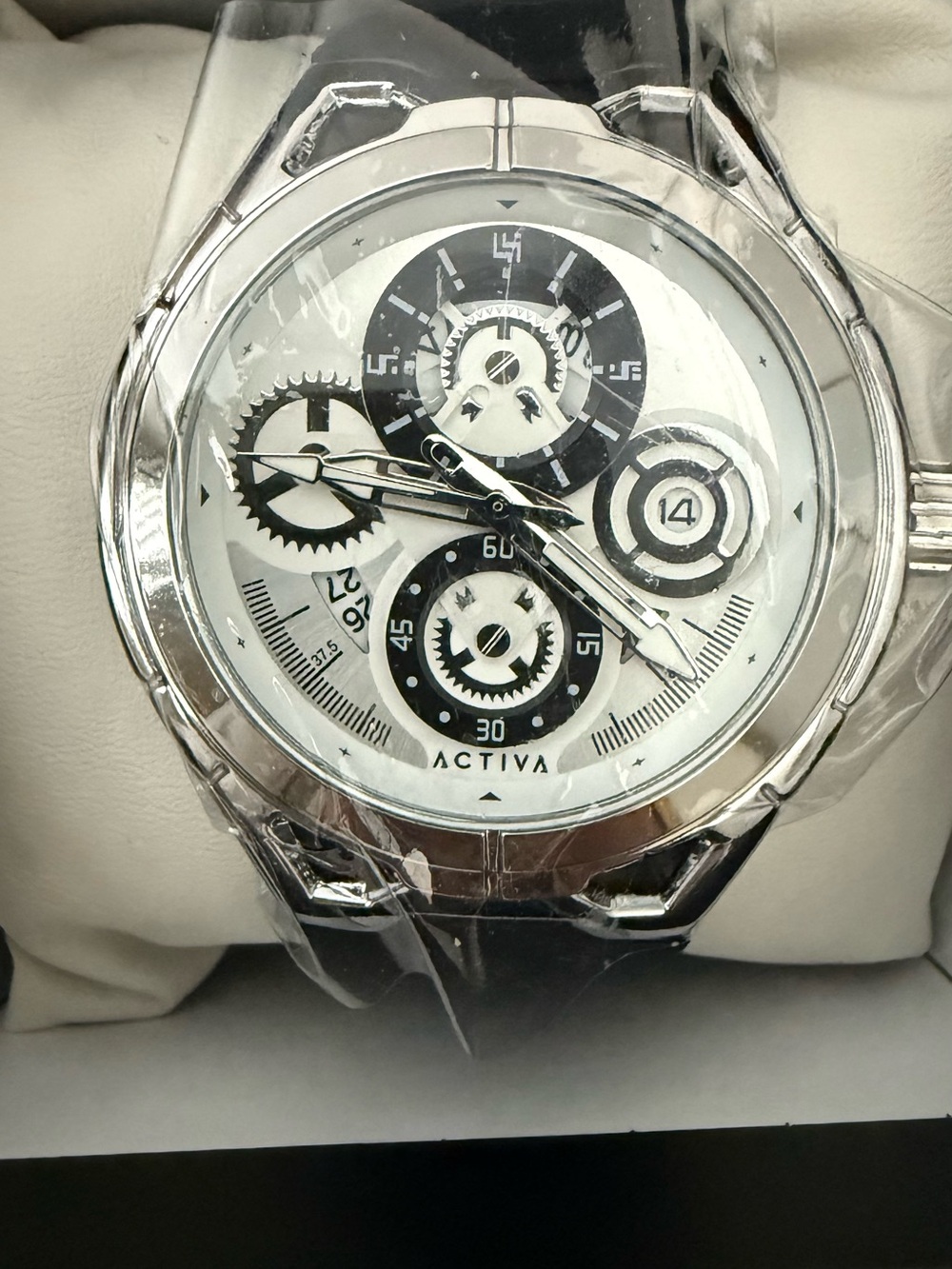Activa Silver and Black Mechanical-Style Dial Men's Watch